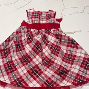 Gymboree Girls Red White Black Plaid Christmas Holiday Dress 4 With Bow